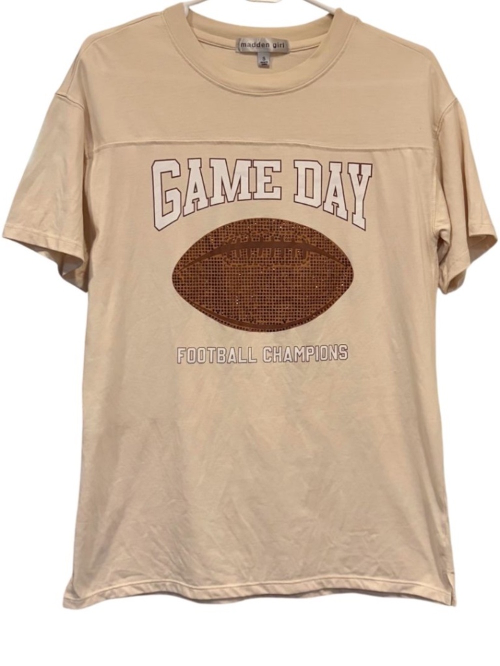 Madden Girl Rhinestone Football Graphic Tee